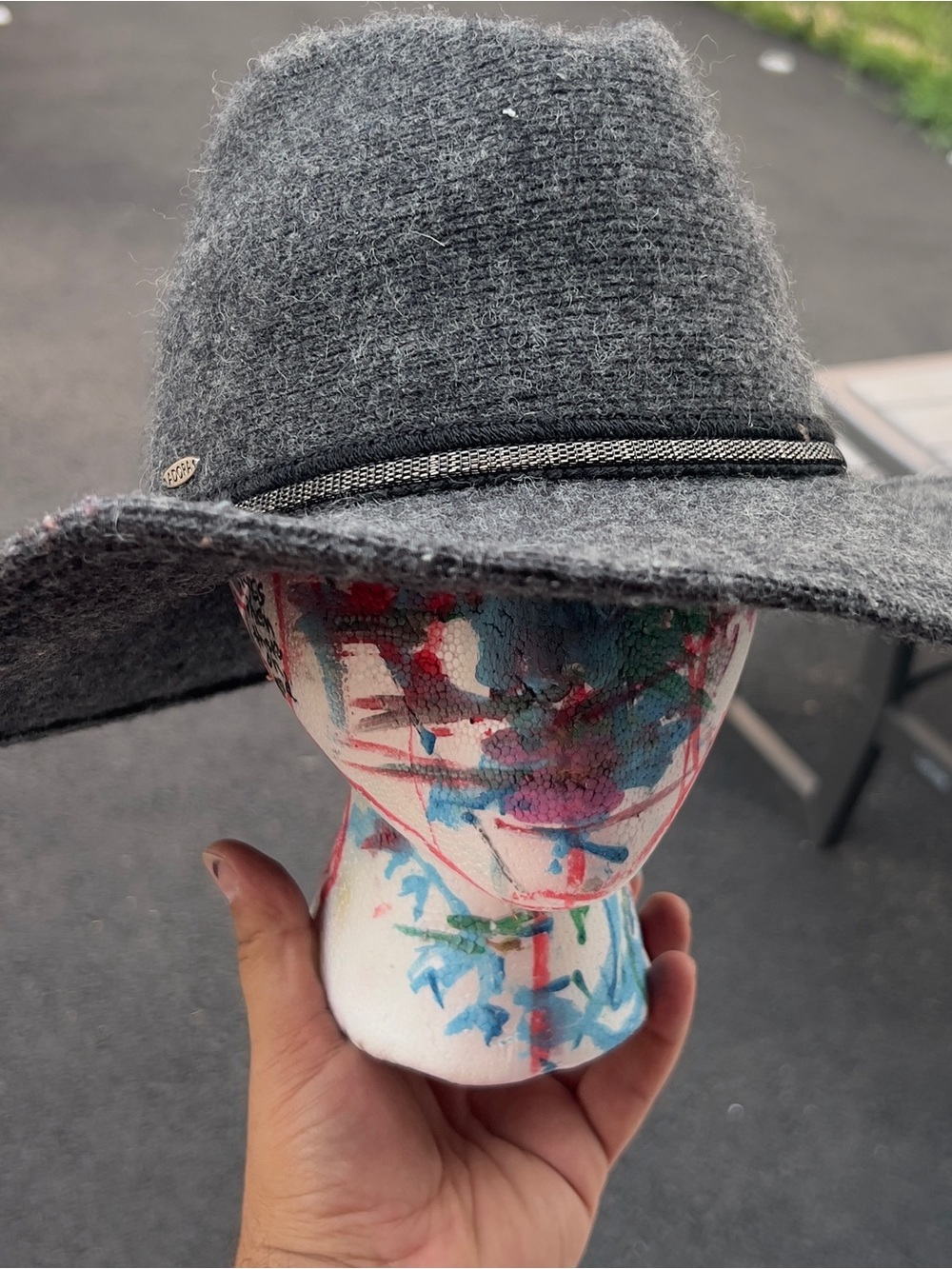 Adore Gray Wool Felt Wide-Brim Fedora Hat